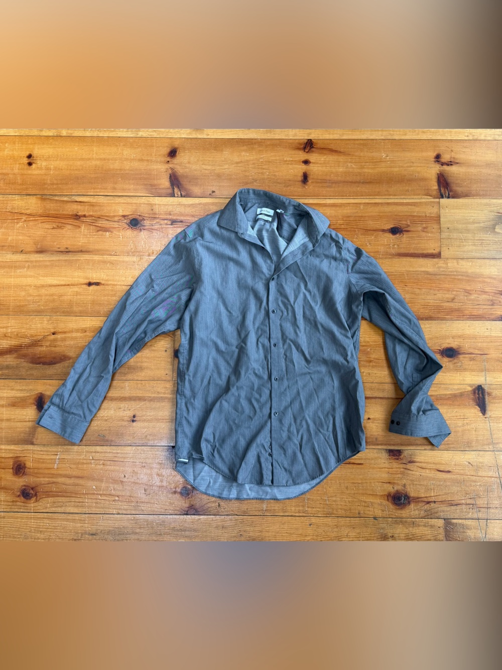 Calvin Klein Men's Gray Slim Fit Button-Up Shirt